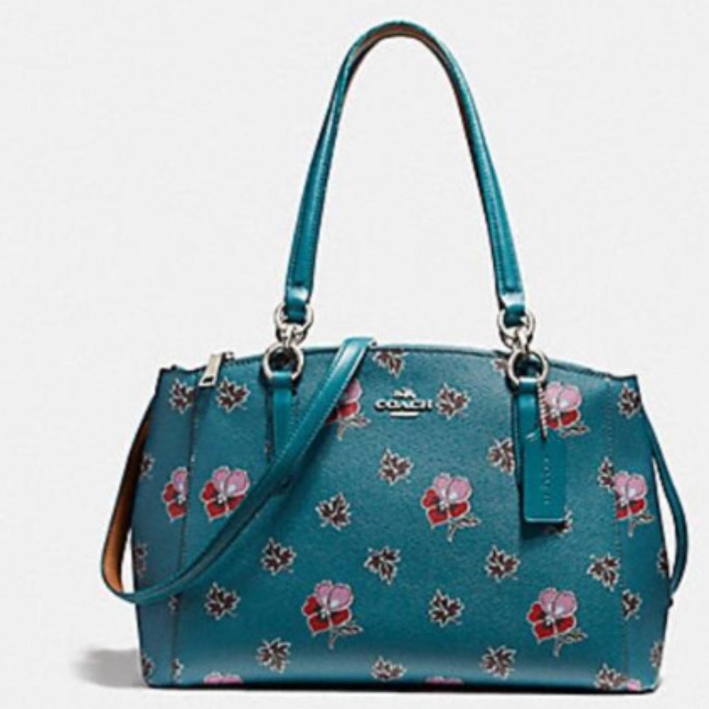 Coach Christie Dark Teal Carryall Handbag Like New